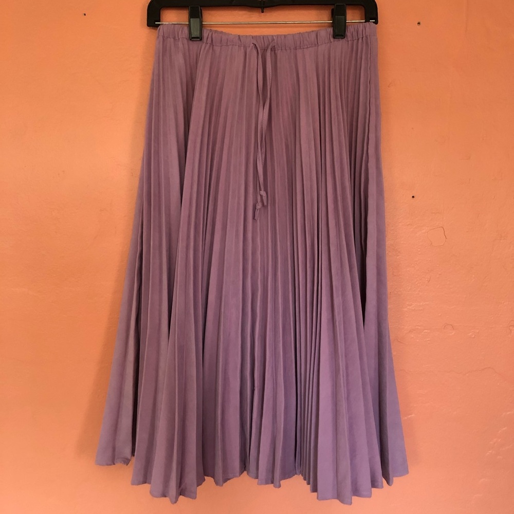 🌺Violet suede pleated midi skirt